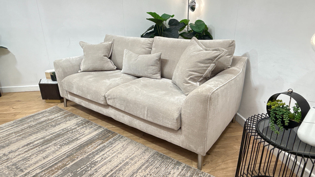 Sofology Mayfair Fabric 3 Seater Foam Seats in Soft Chenille Linen