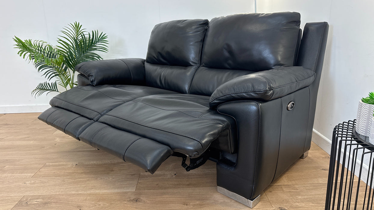 Falcon 2 Seater  - Leather Power Reclining Sofa - Black