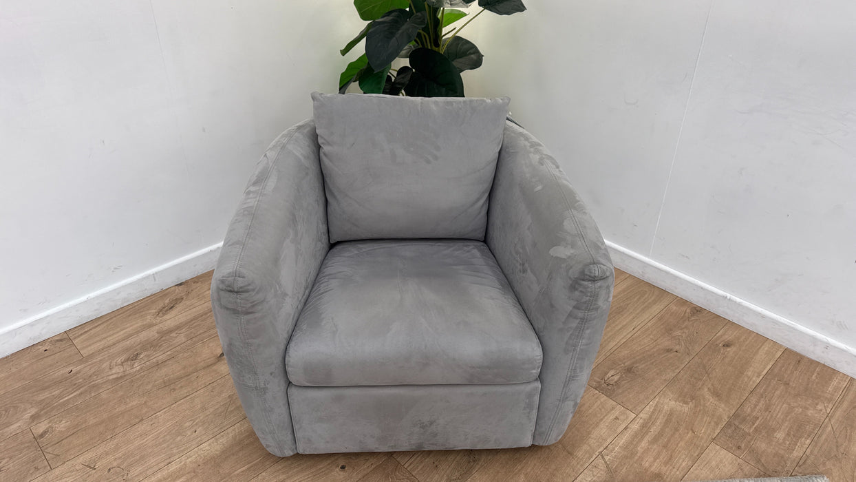 Sofology Marvella Fabric Swivel Chair in Lifestyle Plush Silver