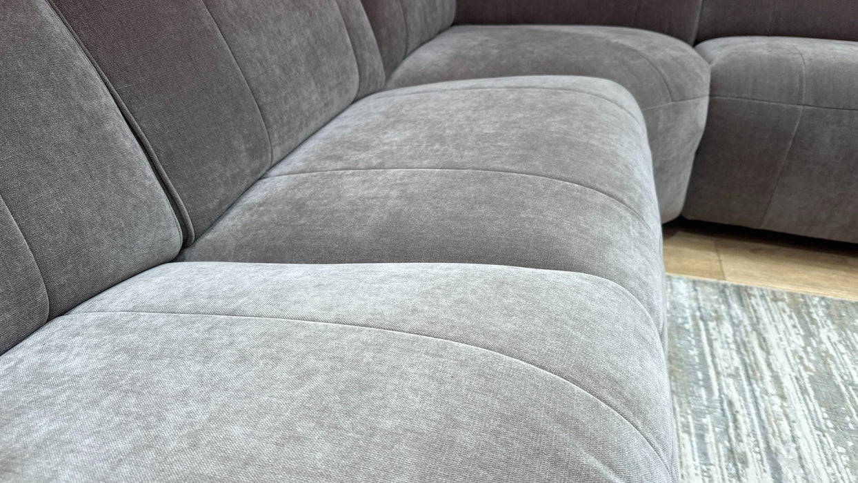 Sofology Lumiere Fabric 3 Corner 3 Power Recliner/Headrest in Relaxed Chenille Nutmeg
