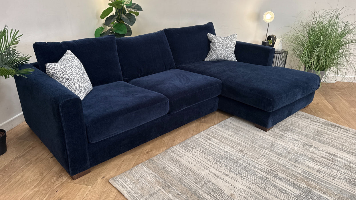 Sofology Majestica Fabric 2 Seater Chaise in Soft Chenille Navy Mix