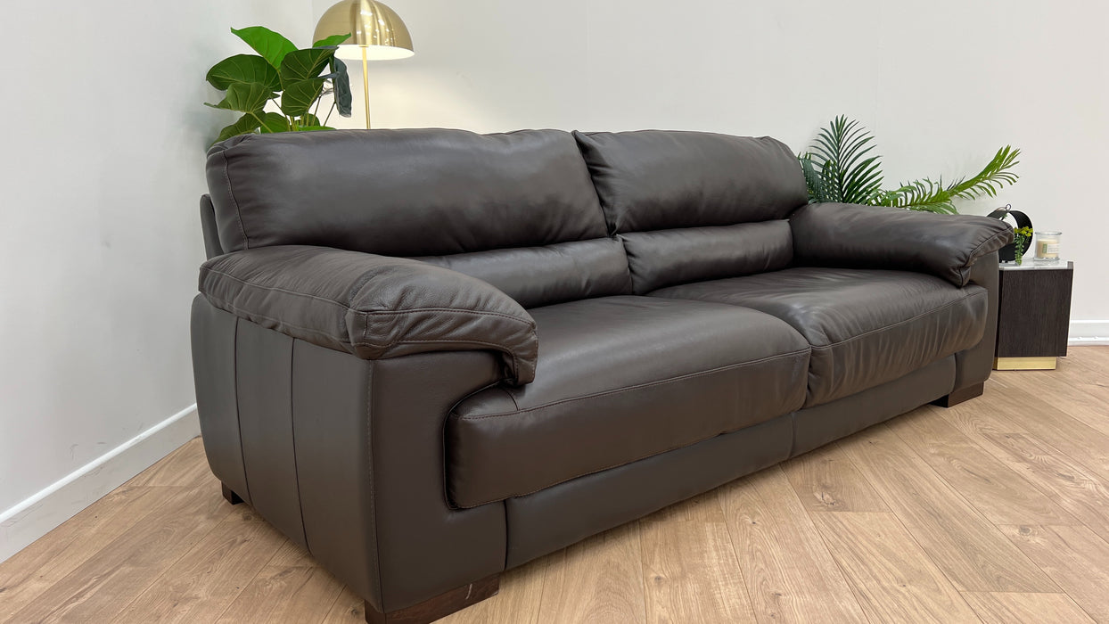 Santino 3 Seater - Leather Sofa - Mocha Brown