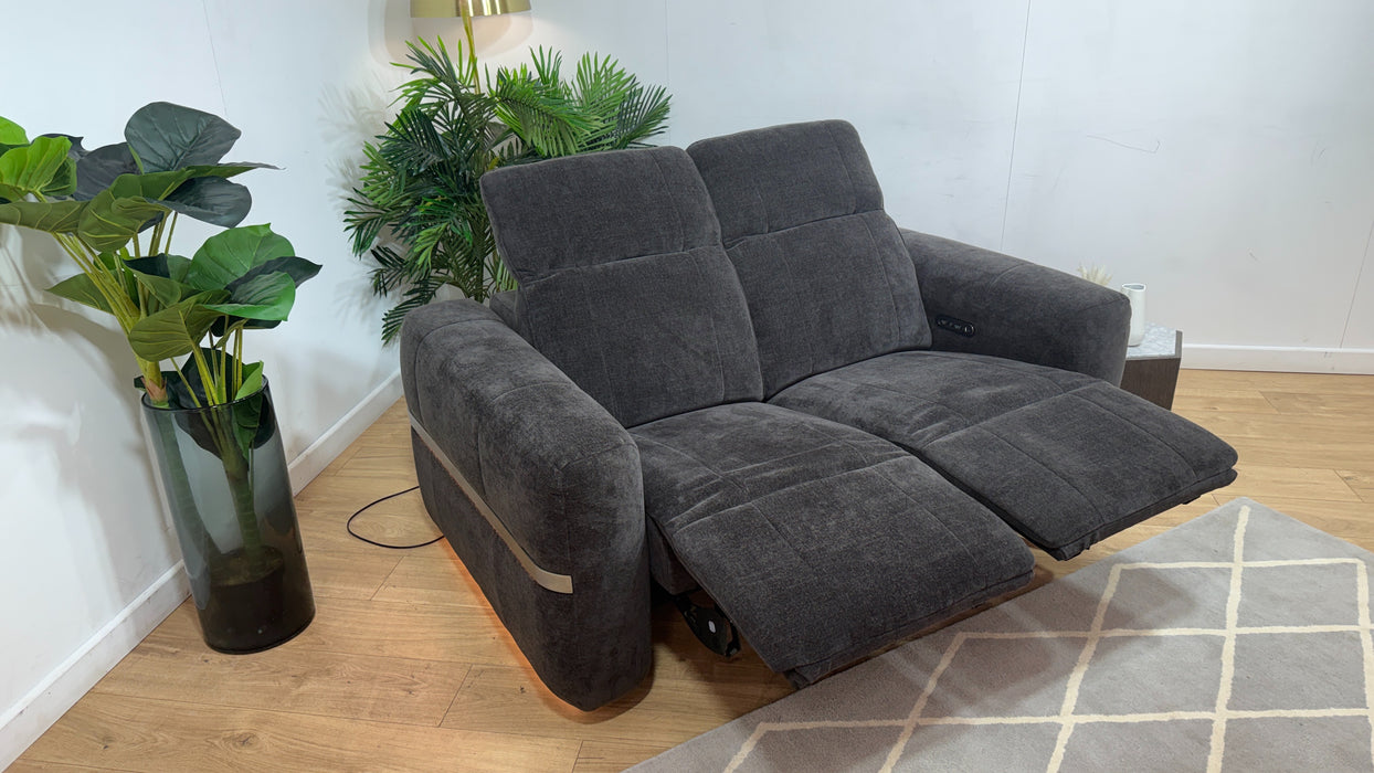 Sofology Lumiere Fabric 2 Seater Power Recliner/Headrest in Relaxed Chenille Raisin