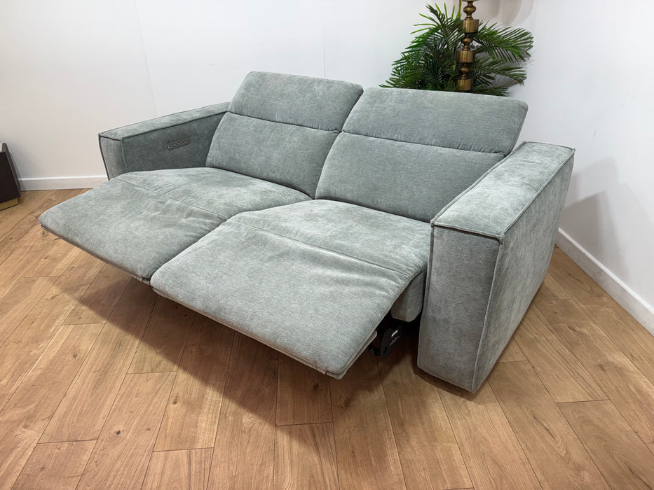 Sofology Horizon Fabric 2.5 Seater Power Recliner/Headrest in Textured Chenille Seafoam