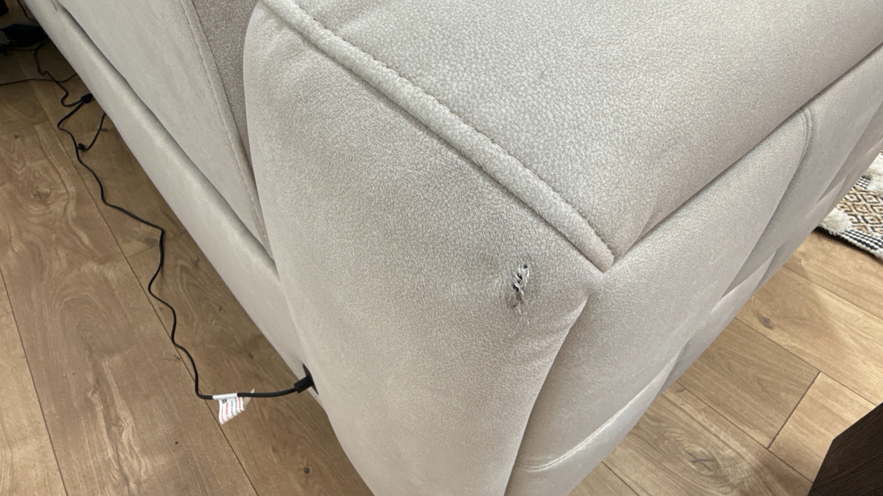 Sofology Marvella Fabric 1.5 Console Corner 3 Power Recliner/Headrest Heated Seat in Lifestyle Flecked Ivory