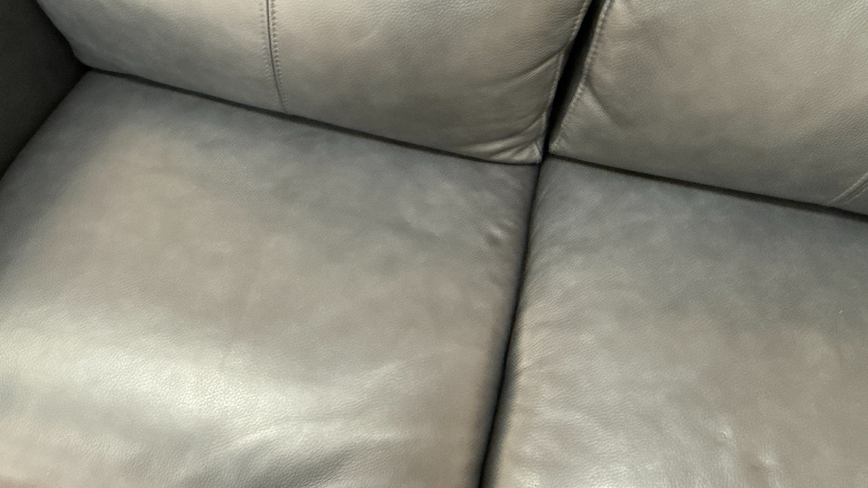 Sofology The Ravello Leather 2 Corner Console 1 Power Recliner/Headrest Heated Seat Lumbar Support in Trusty Embossed Navy