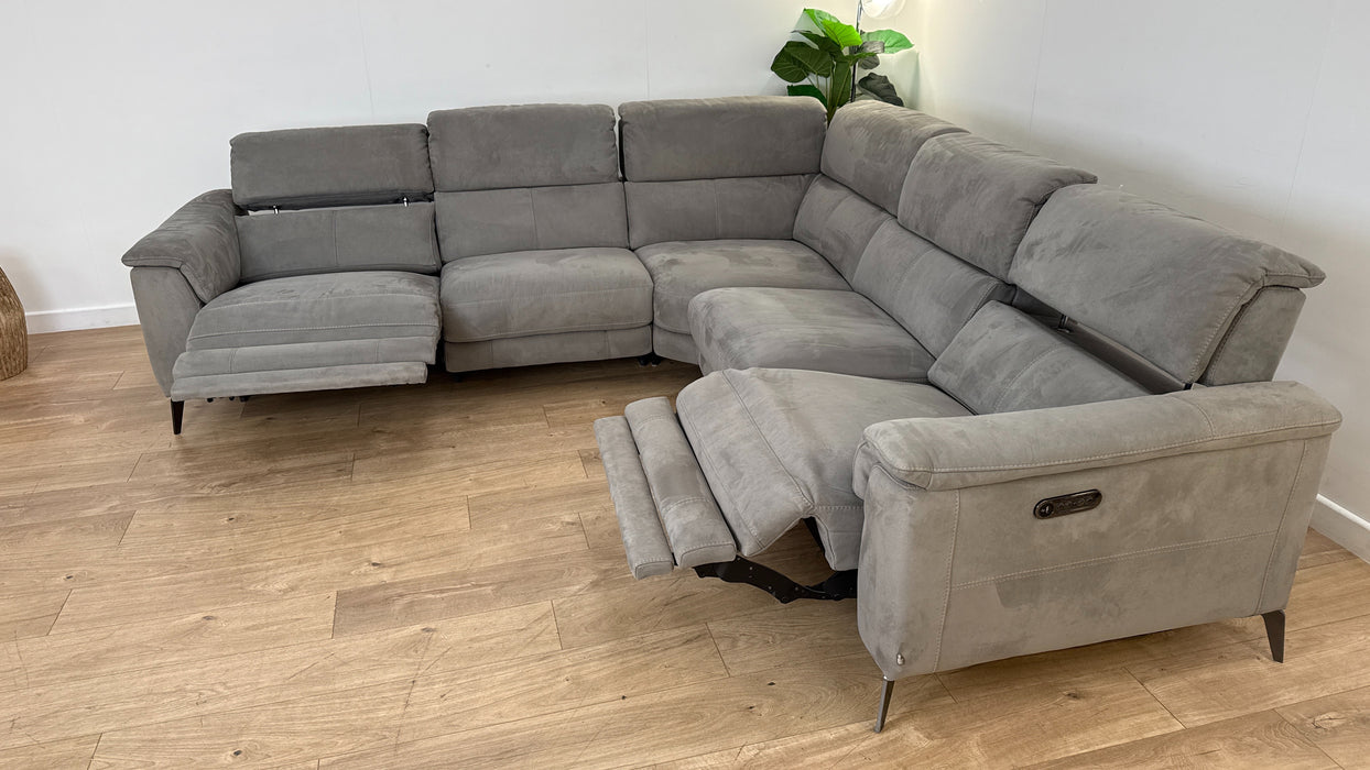 Sofology The Illinois 2 Corner 2 Fabric Recliner Sofa in Lifestyle Textured Charcoal