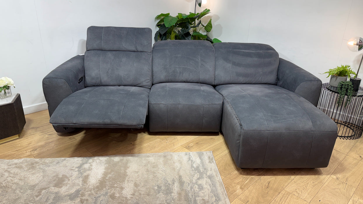 Sofology Lumiere Fabric 4 Seater Chaise Power Recliner/Headrest in Lifestyle Flecked Charcoal
