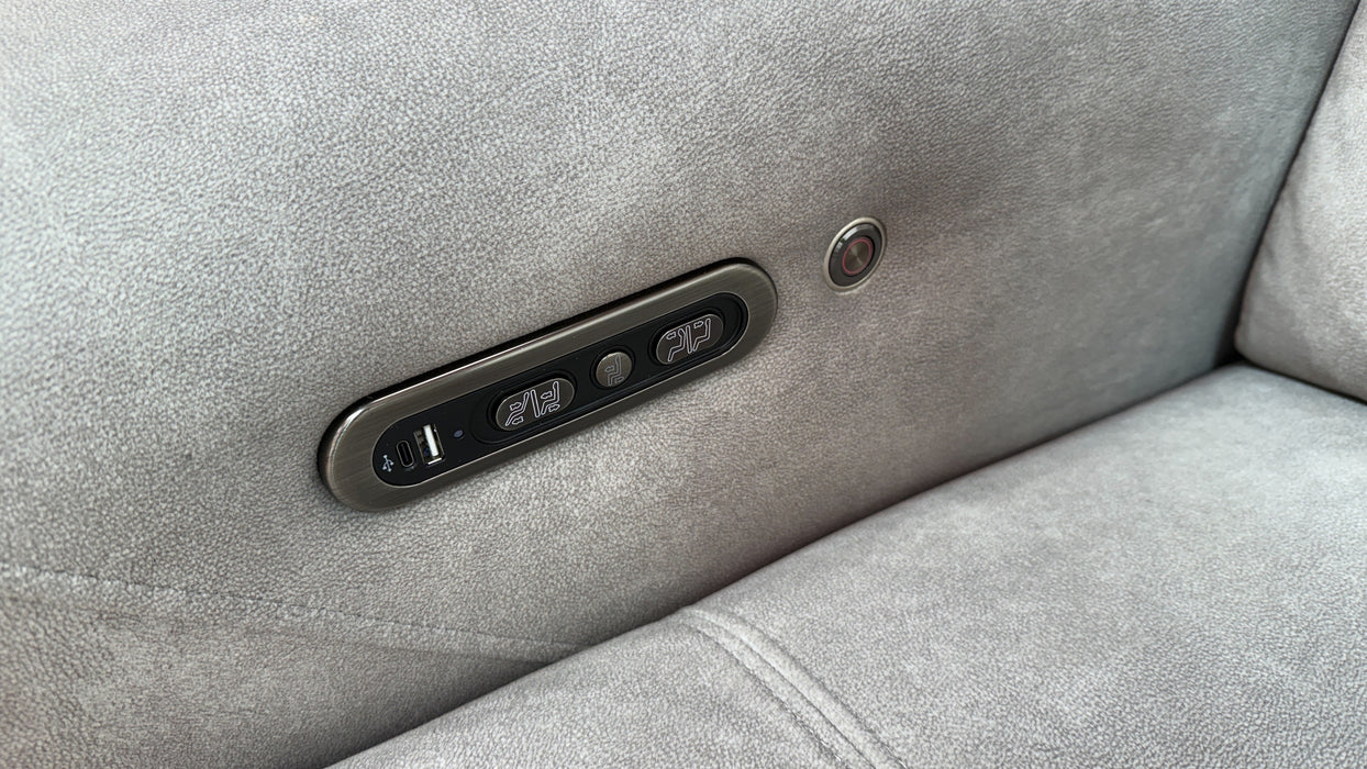 Sofology Marvella Fabric 3 Seater Power Recliner/Headrest Heated Seats in Lifestyle Nubuck Feel Stone