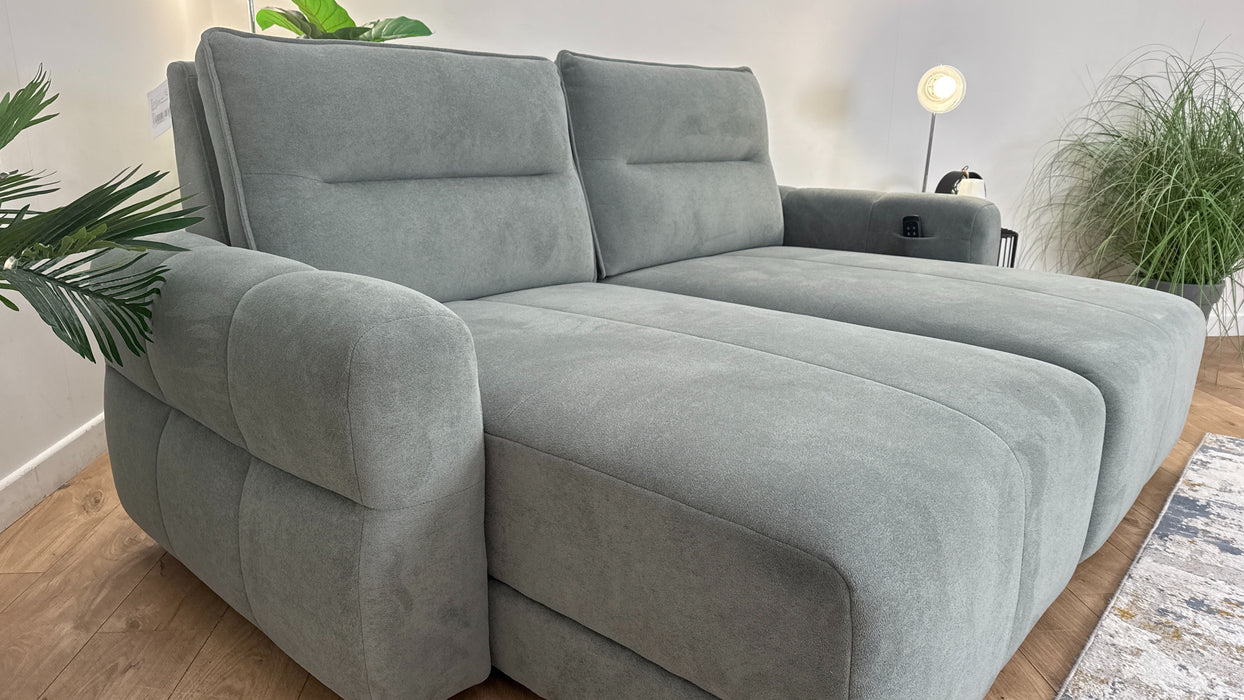 Sofology Sanctuary Fabric 3 Seater Double Power Chaise Motion Back in Soft-Sherpa Seafoam