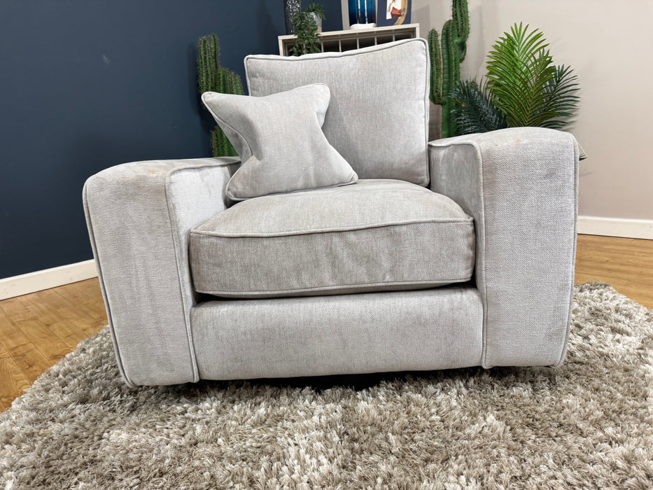 Laurent Accent Swivel Chair - Luxury Deep Pile Chenille Silver (WA2)