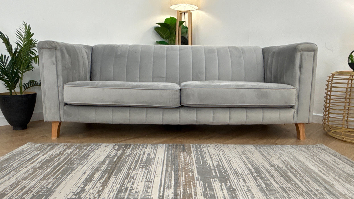 Sofology Fluted Isla Fabric 3 Seater in Velluto Silver