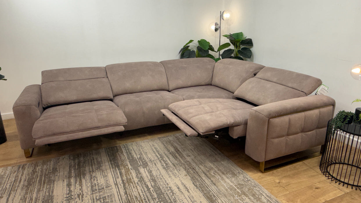 Sofology Marvella Fabric 3 Corner 1.5 Power Recliner/Headrest in Lifestyle Flecked Nutmeg