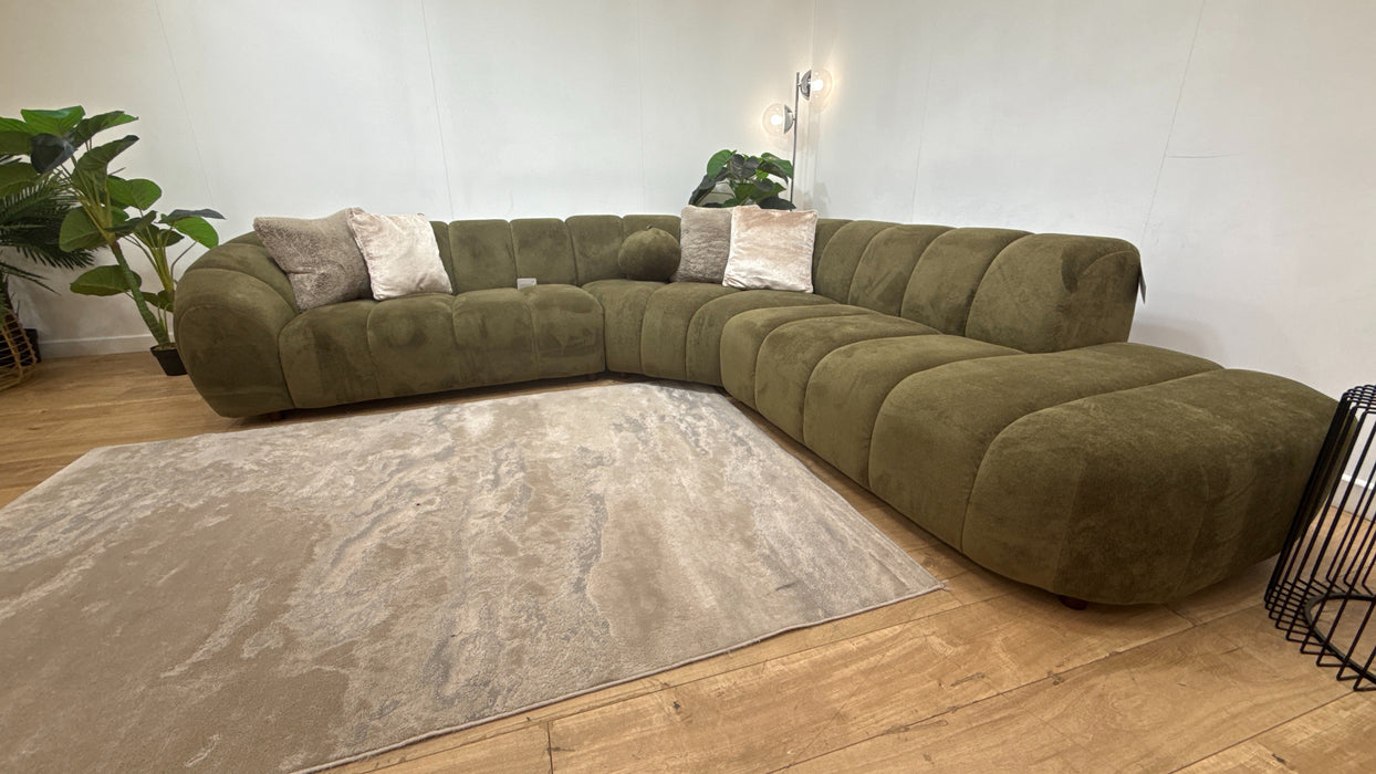 Sofology Waldorf Fabric 2 Corner 1.5 Chaise in Soft Sherpa Olive Mix