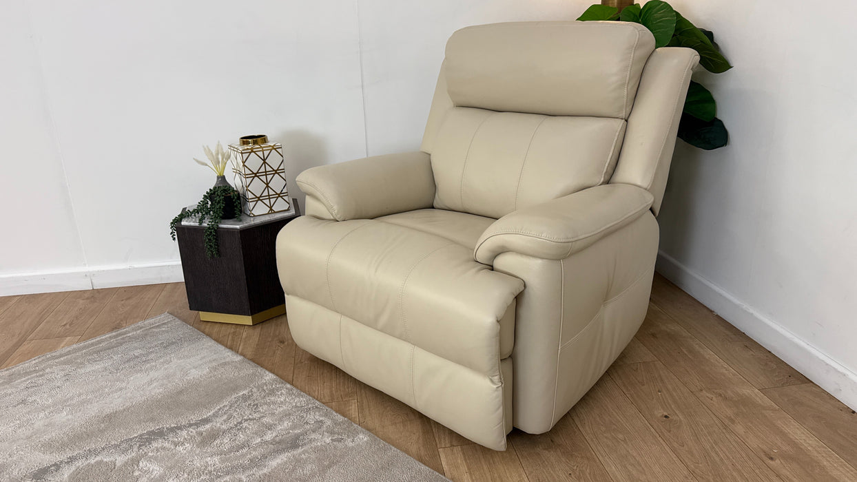 Sofology Gracie Leather Chair Power Recliner/Headrest in Trusty Sheen Bone China