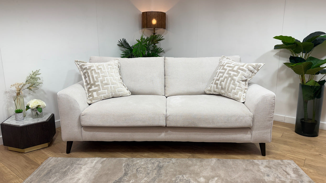 Sofology Mayfair Fabric 3 Seater Foam Seats in Linen Look Chenille Mist/Pearl Mix