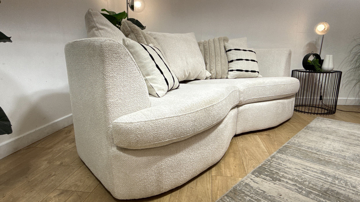 Sofology Chloe Fabric 4 Seater Split Pillow Back in Soft Boucle Ecru Mix