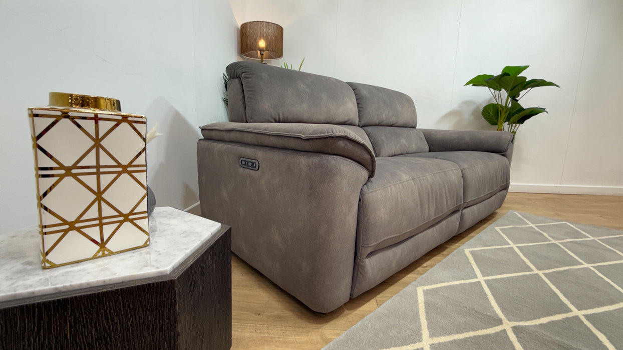 Sofology Hugo Fabric 2.5 Seater Power Recliner/Headrest in Lifestyle Flecked Mocha