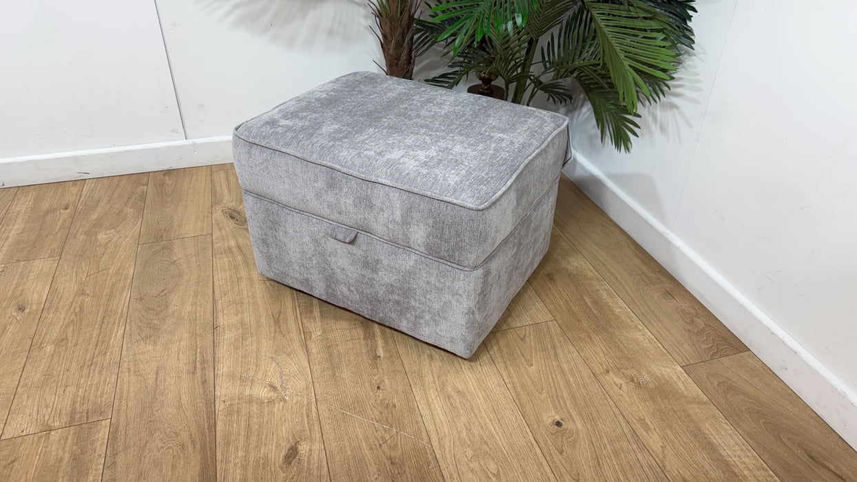 Sofology Georgio Fabric Storage Footstool Feather Flex Interior in Lifestyle Plush Chenille Silver