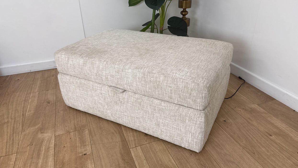 Sofology Cove Fabric Large Storage Footstool in Artisan Chenille Ecru
