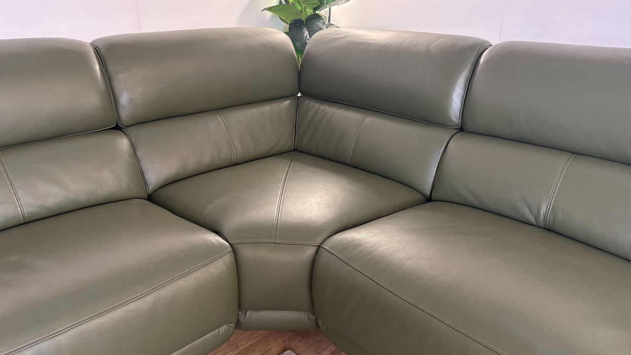Sofology The Fratelli Leather Recliner 3 Corner 3 in Dark Olive