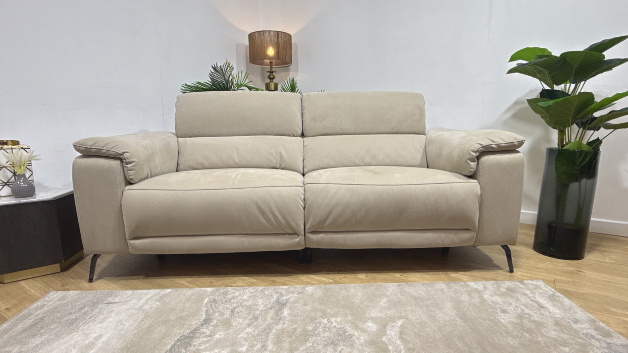 Sofology Fratelli Fabric 2.5 Seater Power Recliner/Headrest in Lifestyle Nubuck Feel Stone