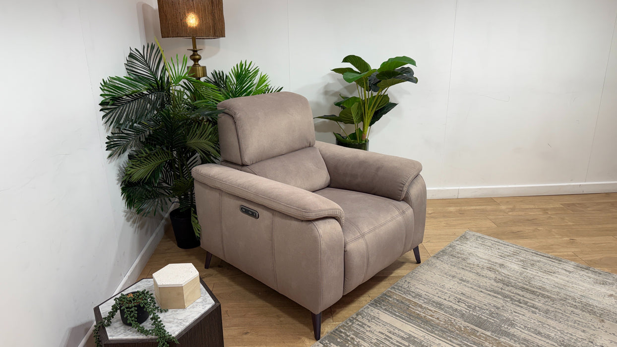 Sofology Bailey Fabric Chair Power Recliner in Lifestyle Flecked Nutmeg