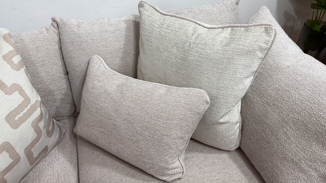 Sofology Westwood Fabric 3 Corner 1 Gold Trim in Soft Boucle Blush Mix
