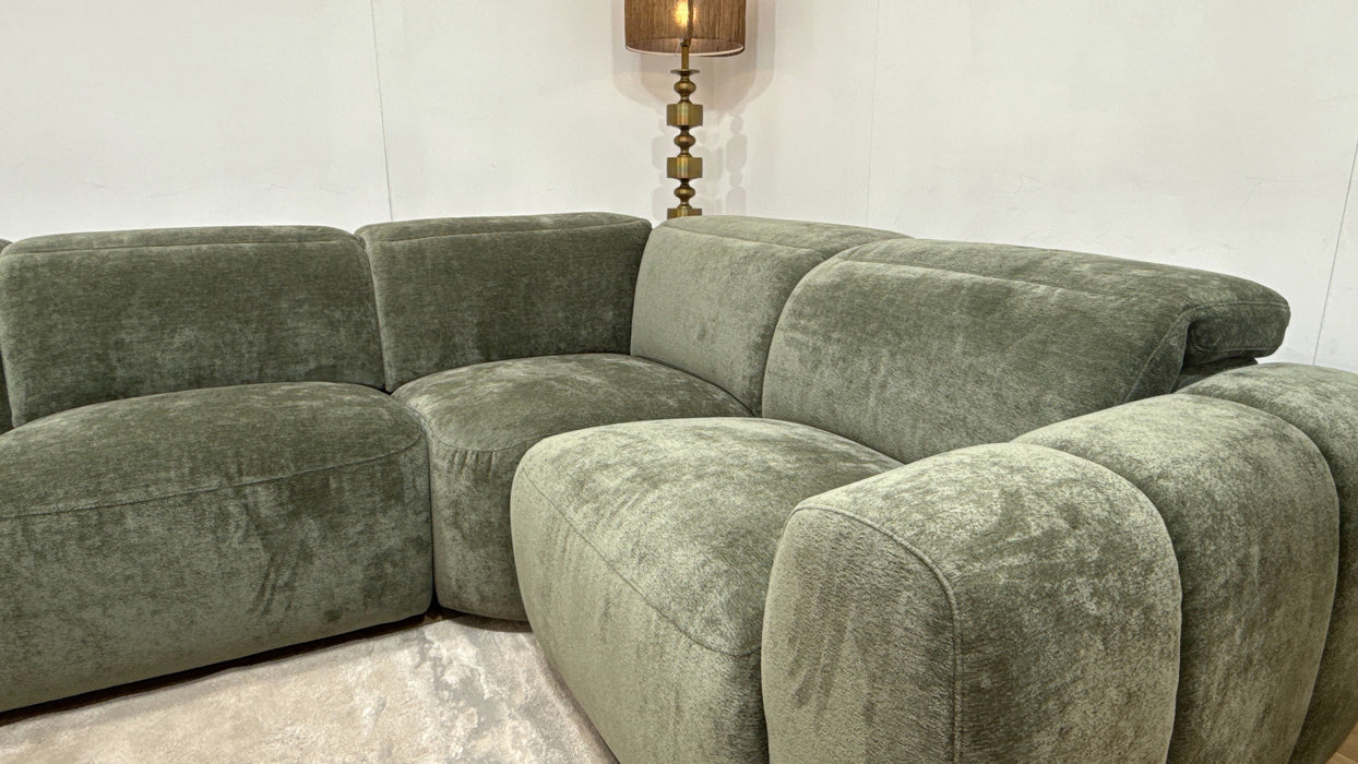 Sofology Solace 3 Corner 1.5 Power Recliner/Headrest in Forest Green