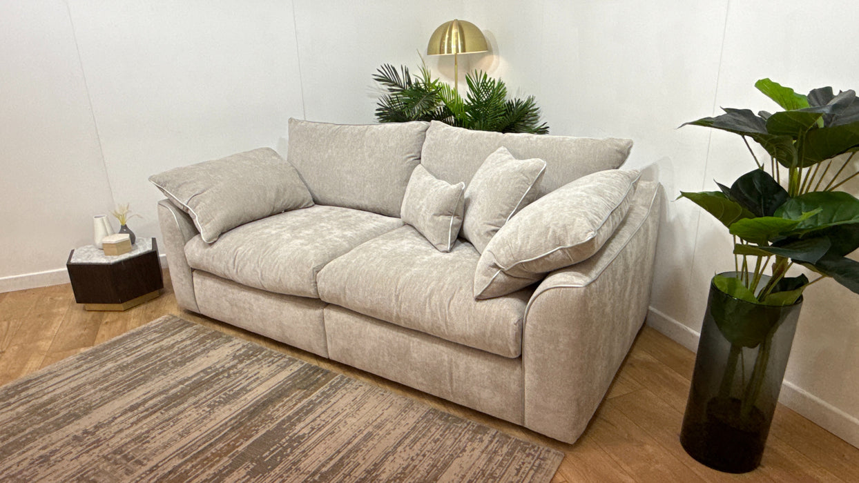 Sofology Georgio Fabric 4 Seater Split Feather Flex Seats in Lifestyle Plush Chenille Stone Mix