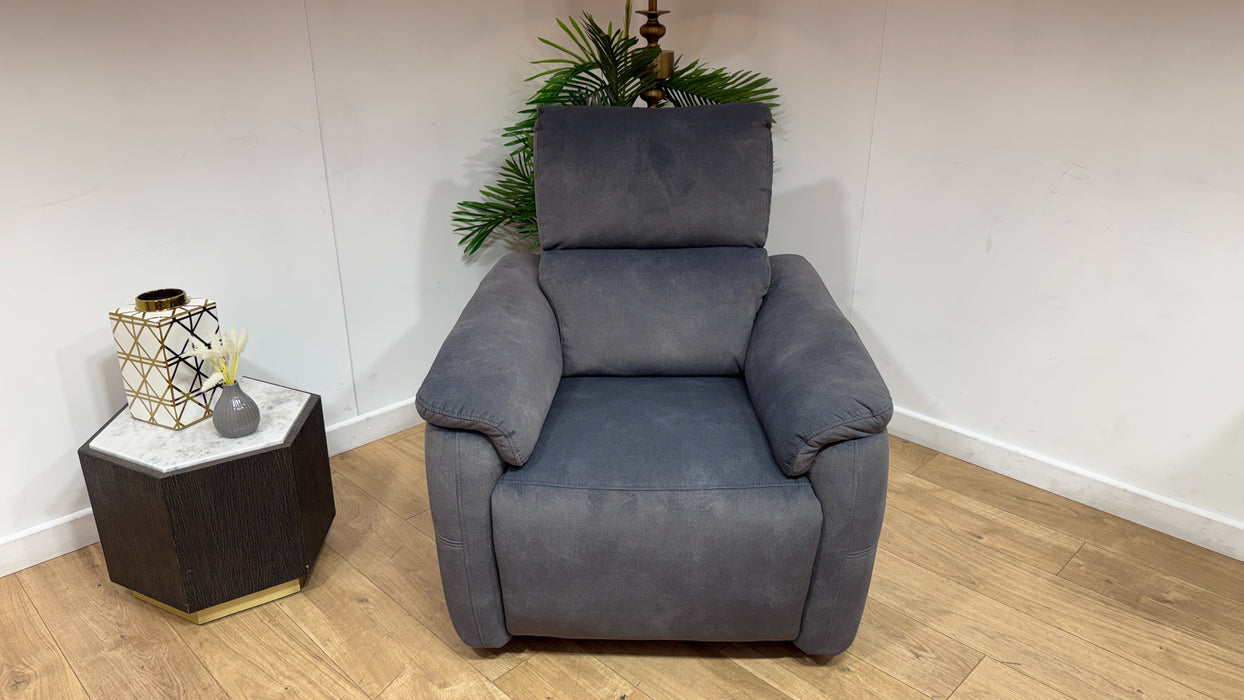 Sofology Ripley Fabric Chair Power Recliner/Headrest Lumbar Support in Lifestyle Flecked Charcoal