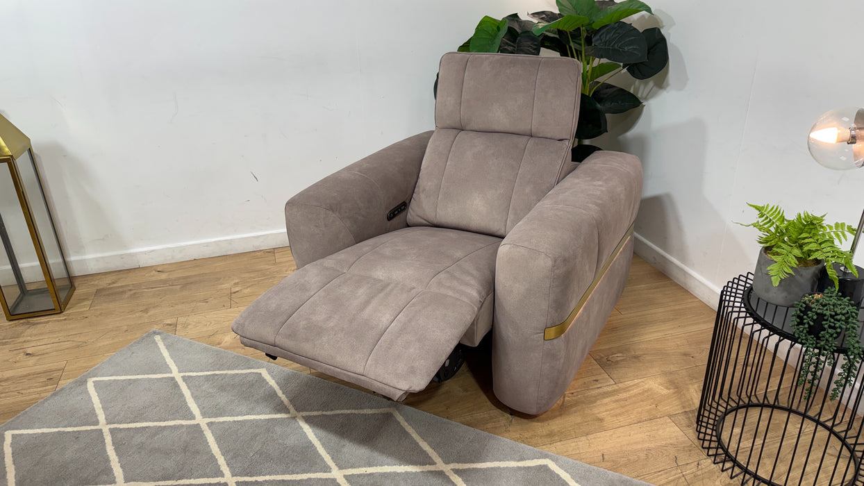 Sofology Lumiere Fabric Chair Power Recliner/Headrest in Lifestyle Flecked Nutmeg