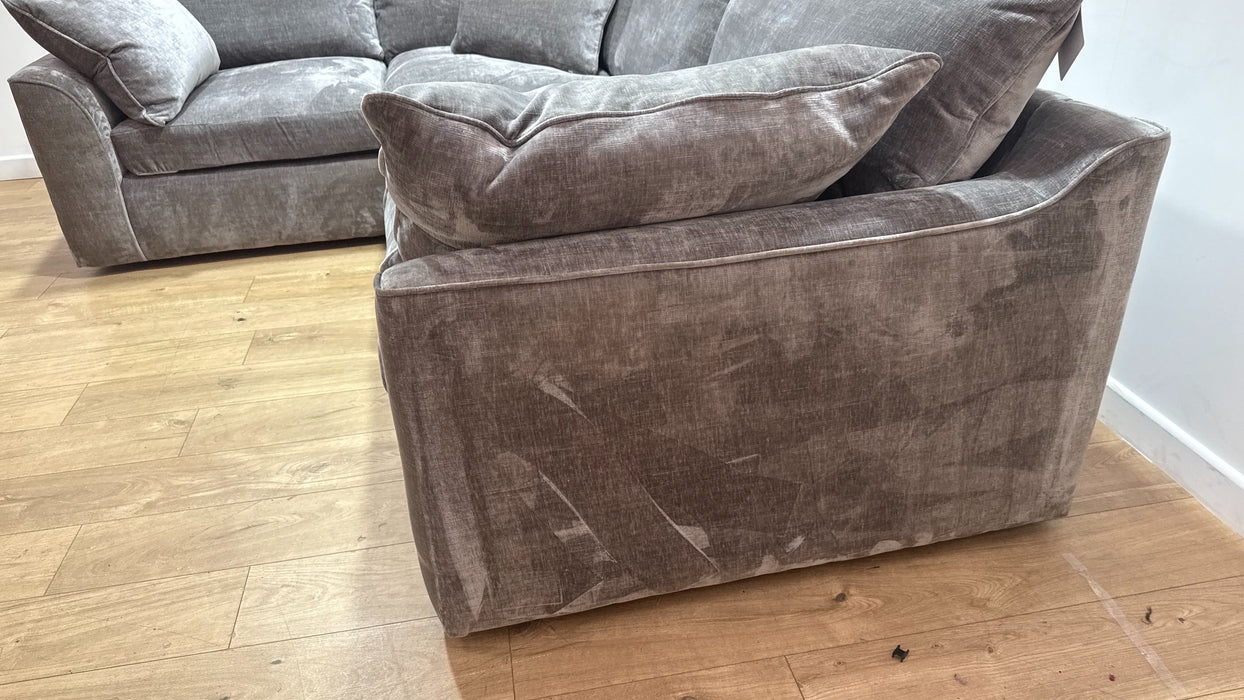 Sofology Georgio Fabric 1 Corner 3 Feather Flex Seats in Luxe Chenille Pewter