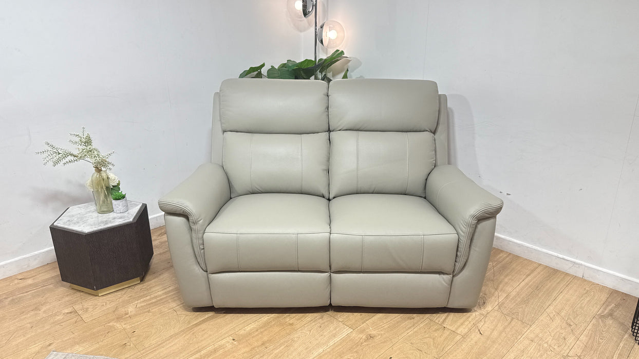 Sofology Bradie Leather 2 Seater Power Recliner/Headrest in Trusty Embossed Light Grey