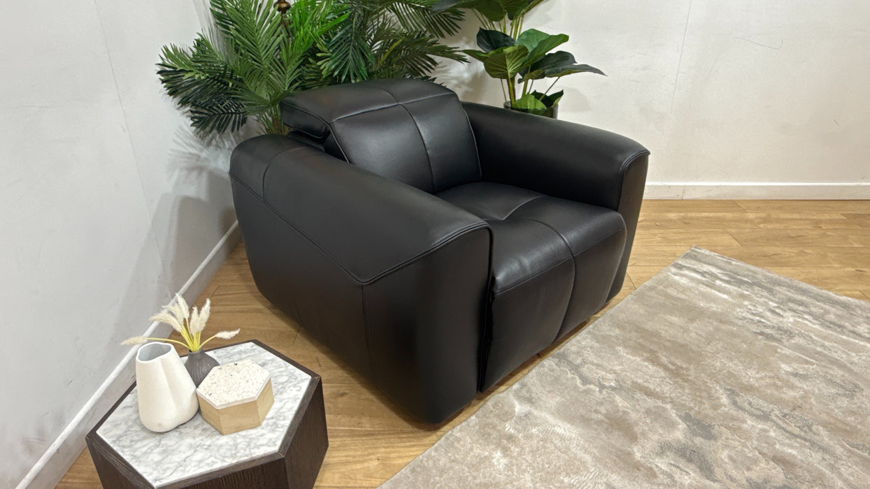 Sofology Riviera Leather Chair in Trusty Embossed Jet Black