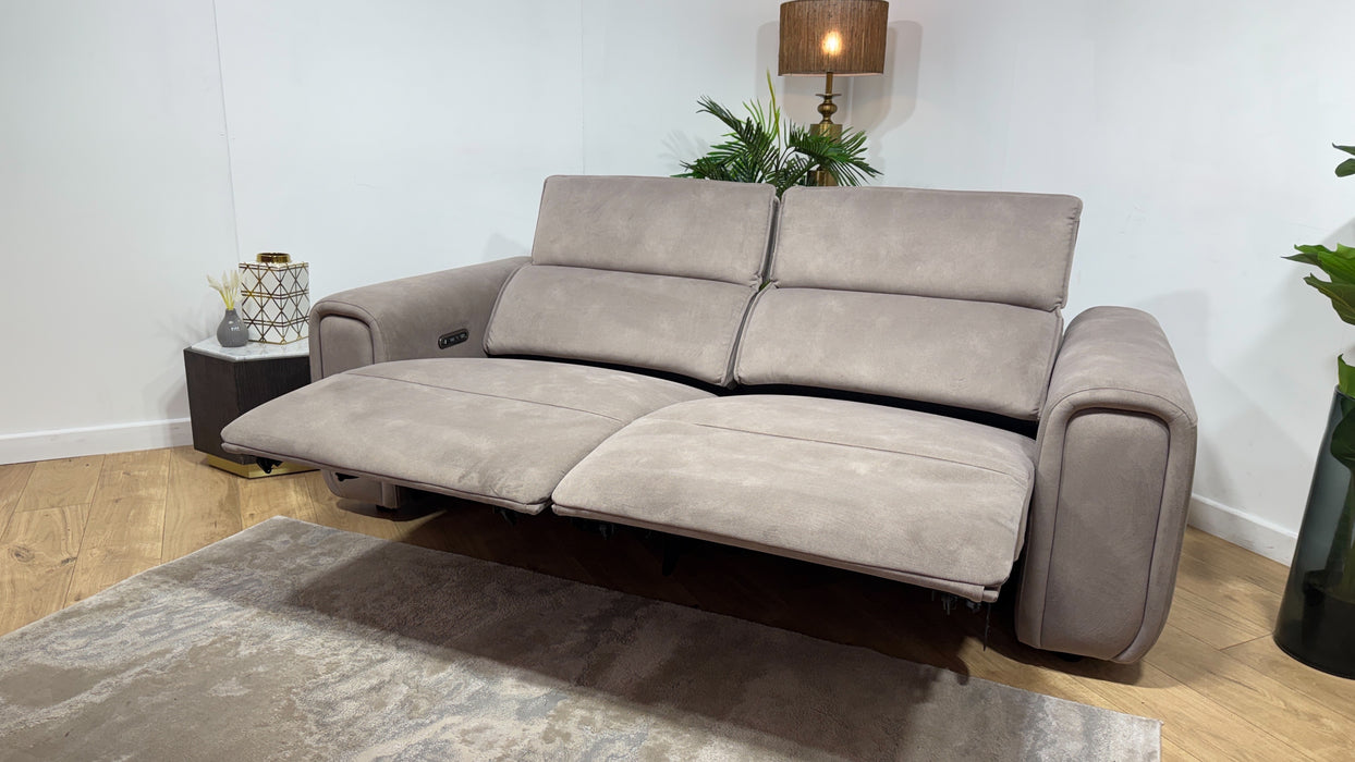 Sofology Premiere Fabric 2.5 Seater Power Recliner/Headrest in Lifestyle Flecked Nutmeg