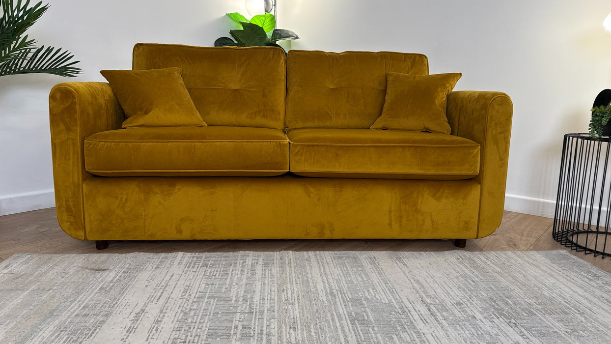 Sofology Islington Fabric 3 Seater Hypnos Deluxe Sofa Bed in Sleek Mustard