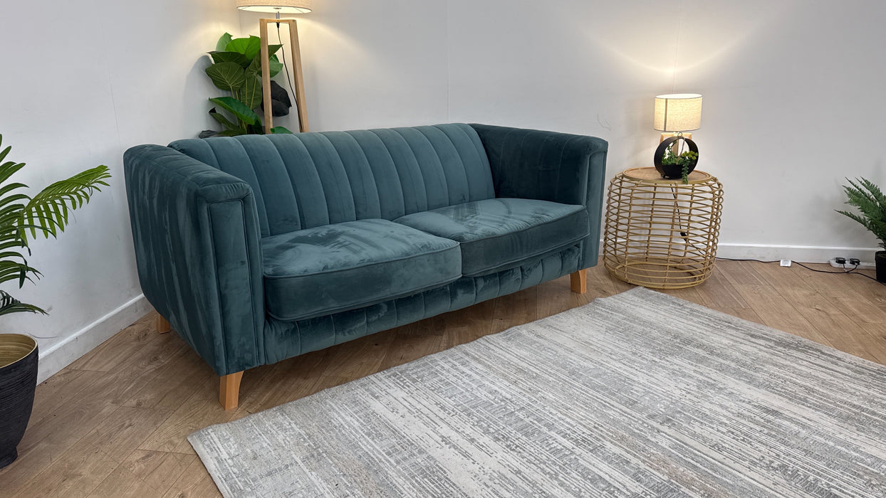 Sofology Fluted Isla Fabric 2 Seater in Velluto Azure