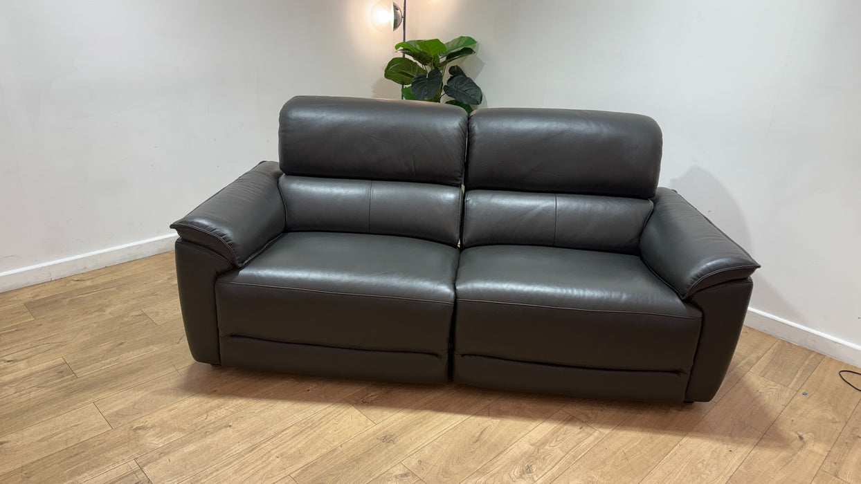 Sofology Hugo Leather 2.5 Seater Power Recliner/Headrest in Trusty Embossed Charcoal