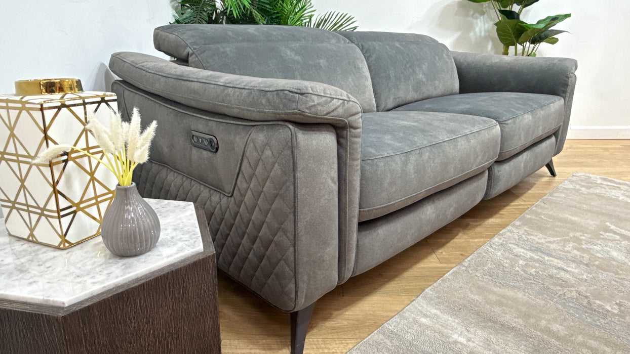 Sofology Ezra Fabric 3 Seater Power Recliner in Lifestyle Flecked Mineral Green