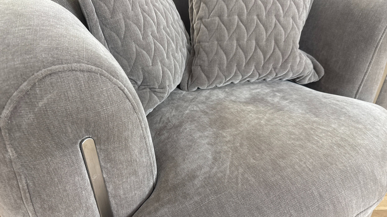Sofology The Empress Fabric Swivel Chair Gunmetal Trim in Relaxed Chenille Nutmeg