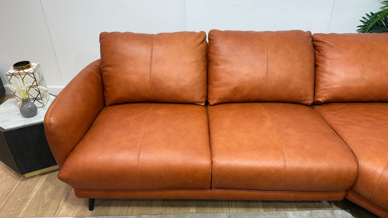 Sofology Adler Leather 2 Corner 1 in Relaxed Soft Amber