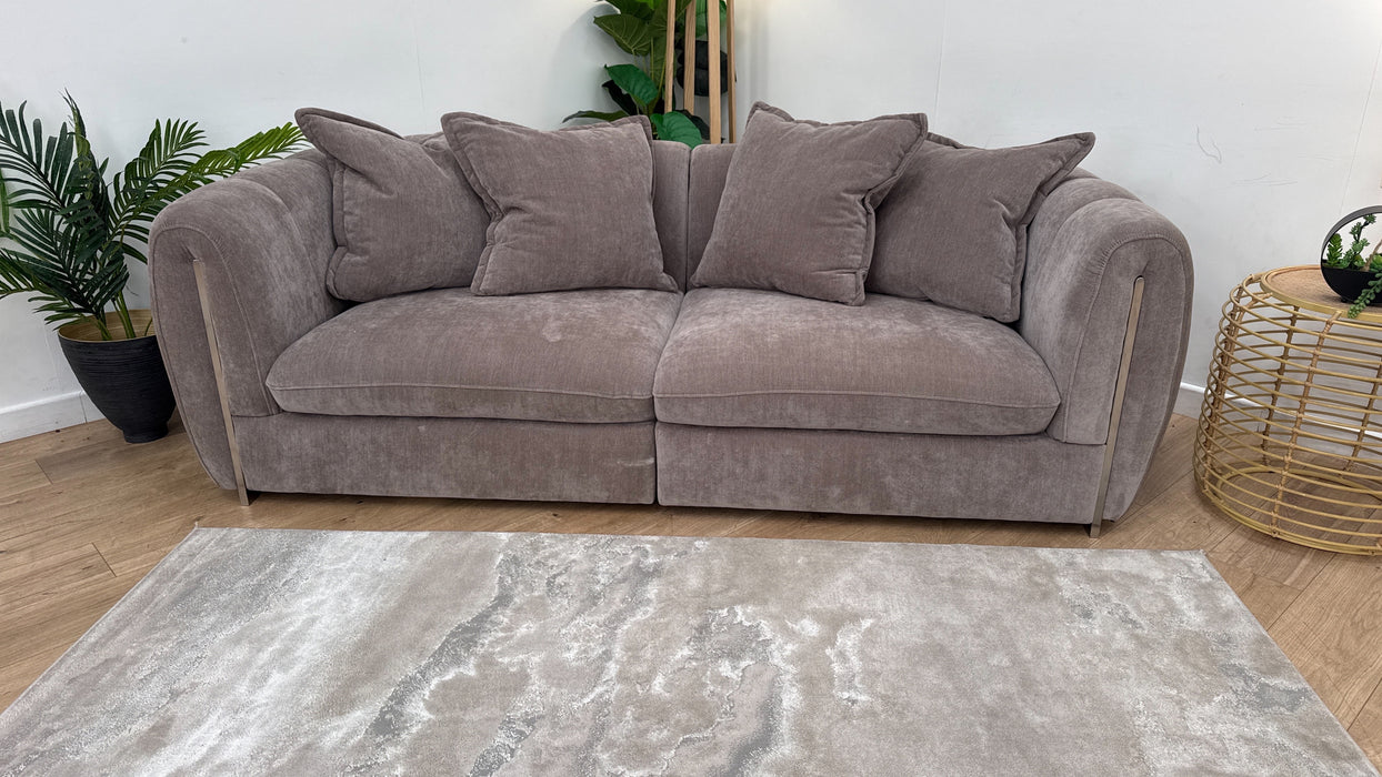 Sofology The Empress Fabric 3 Seater Pillow Back in Relaxed Chenille Nutmeg