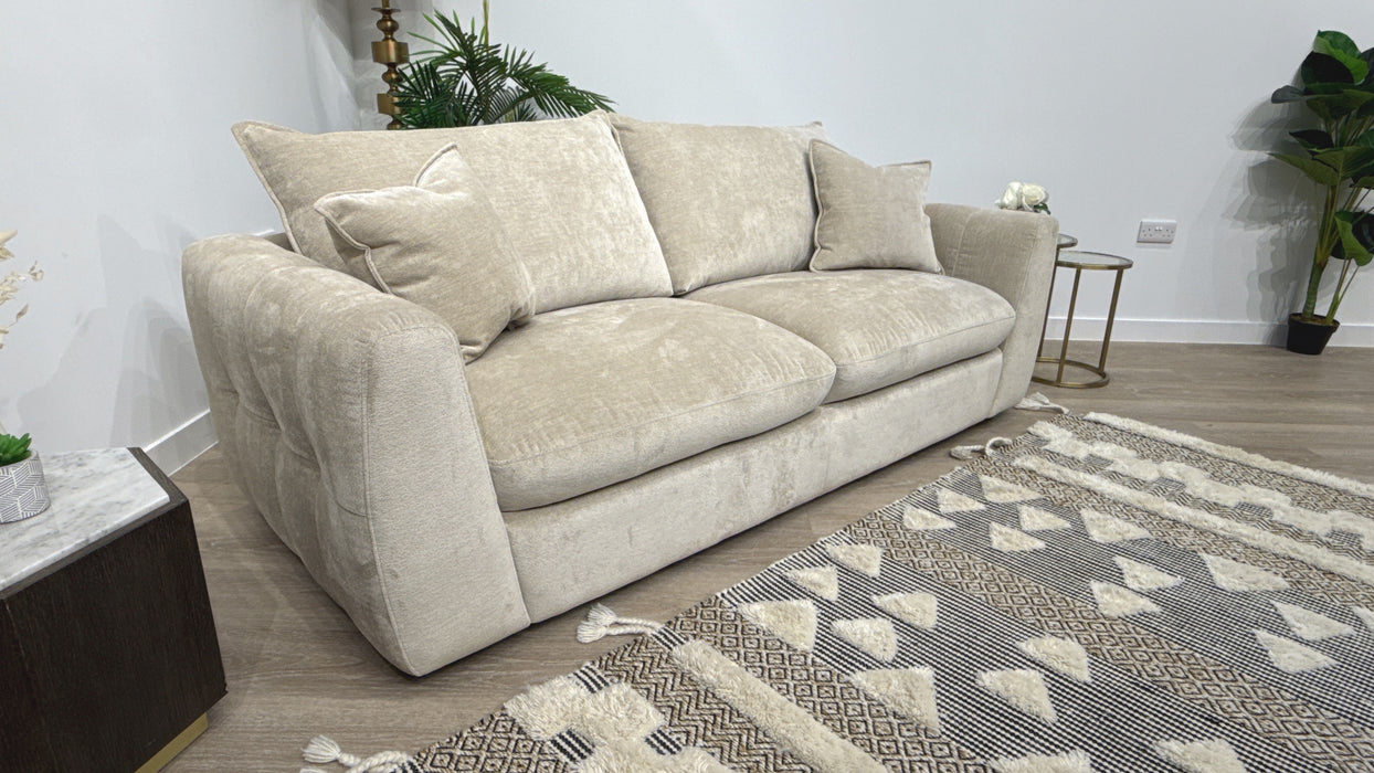 Sofology Hudson Fabric 3 Seater in Luxury Sherpa Pebble