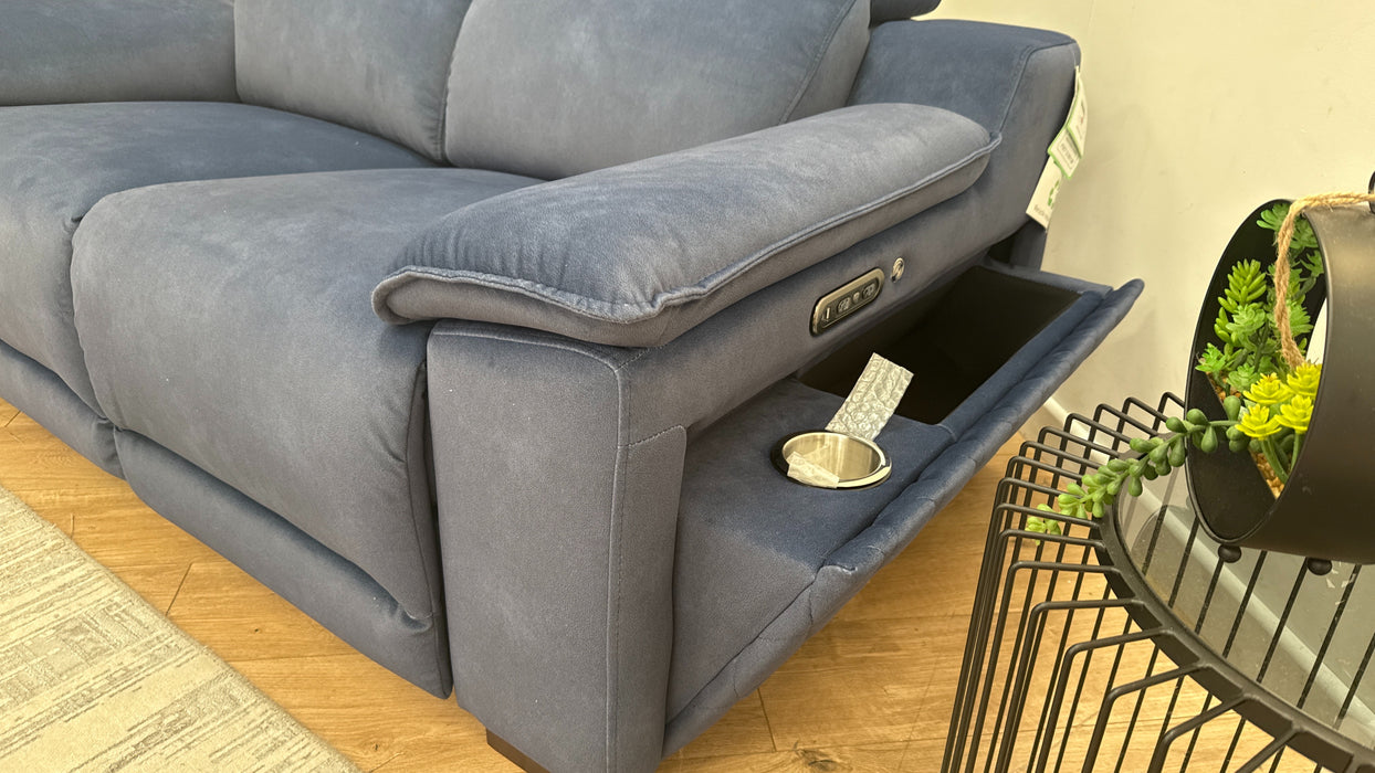 Sofology The Benz 2 Seater Fabric Recliner Sofa in Lifestyle Flecked Navy