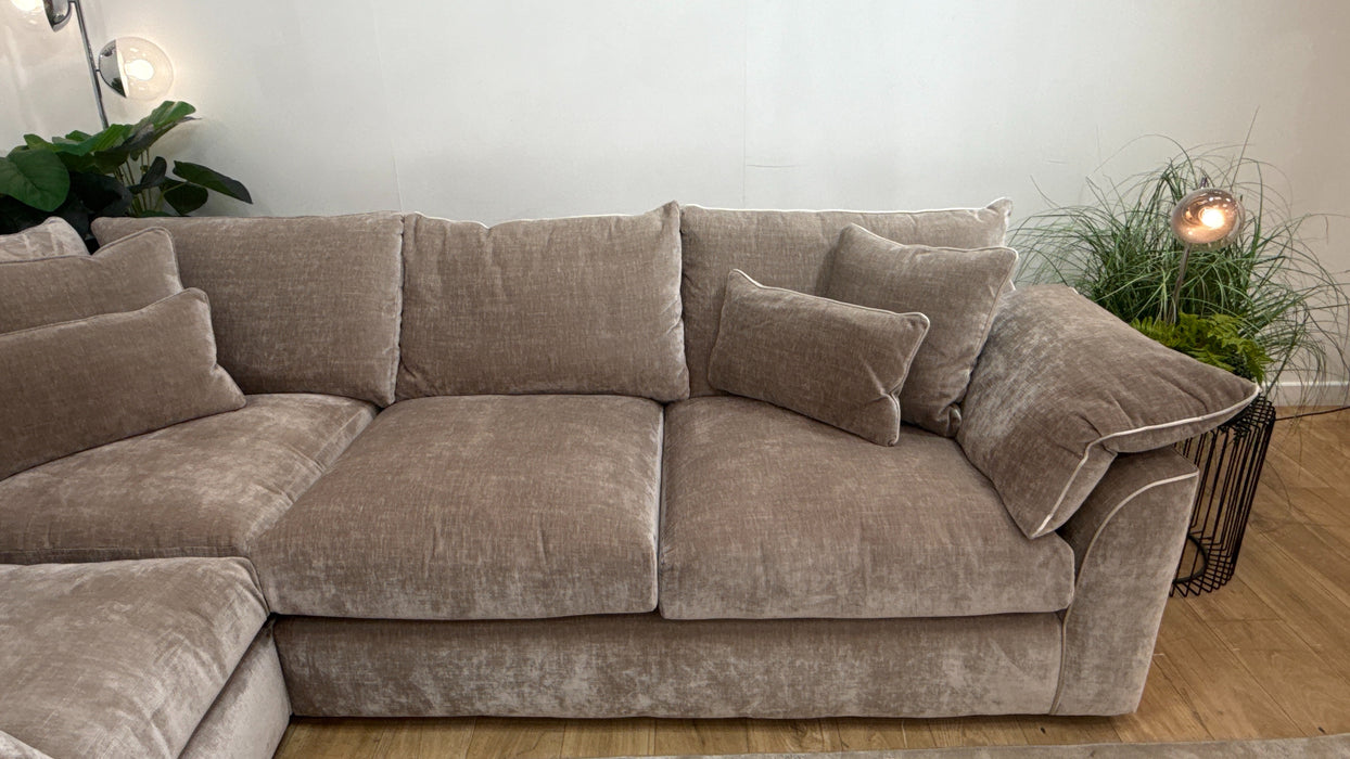 Sofology Georgio Fabric 1 Corner 3 Extra Flex Seats in Luxe Chenille Stone