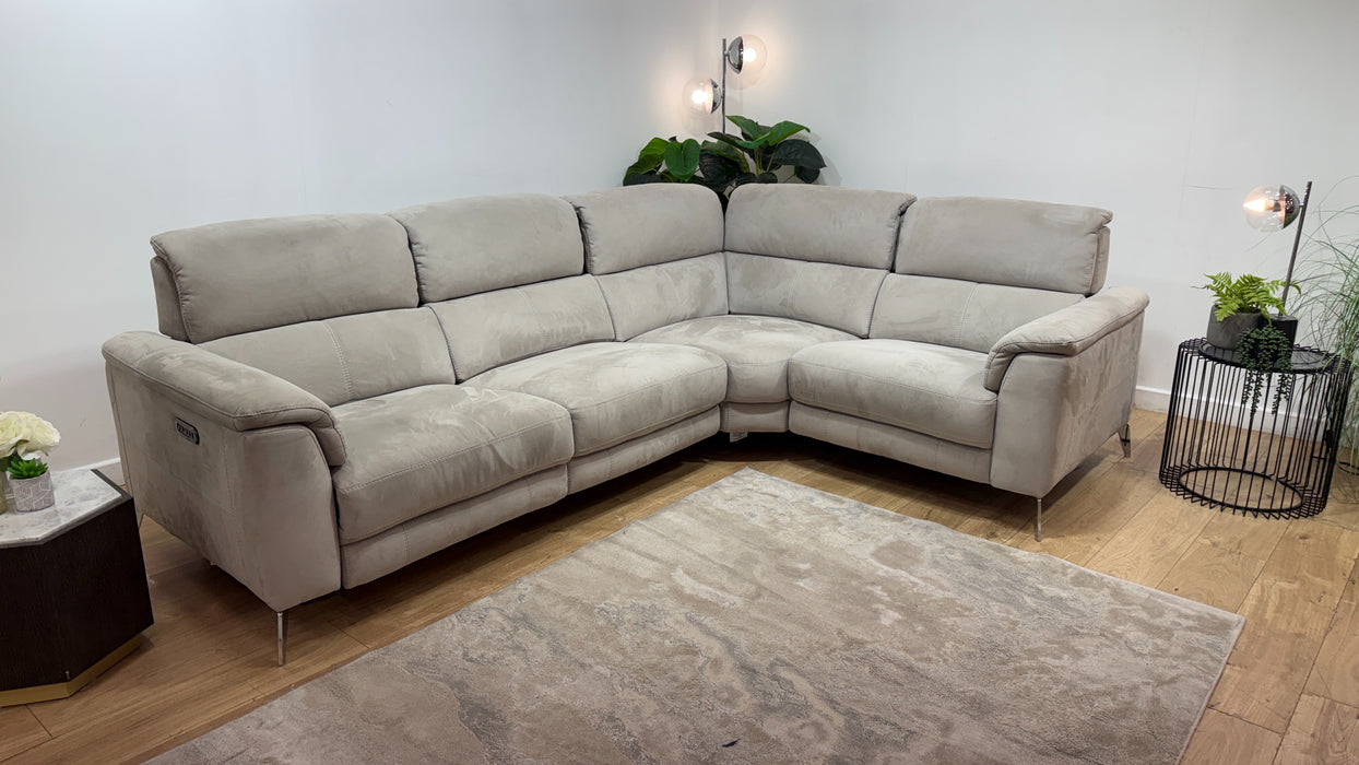 Sofology Illinois Fabric 2 Corner 1 Power Recliner/Headrest x 1 in Lifestyle Textured Grey