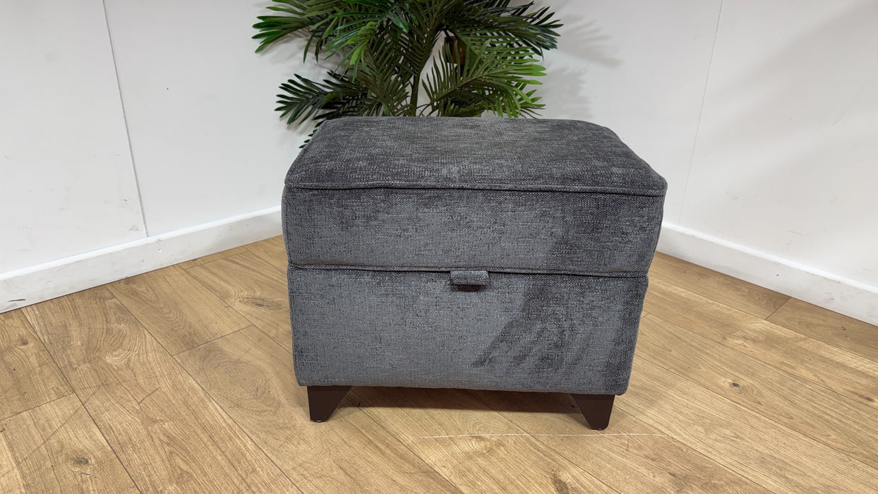 Sofology Brixton Fabric Storage Footstool in Linen Look Chenille Charcoal