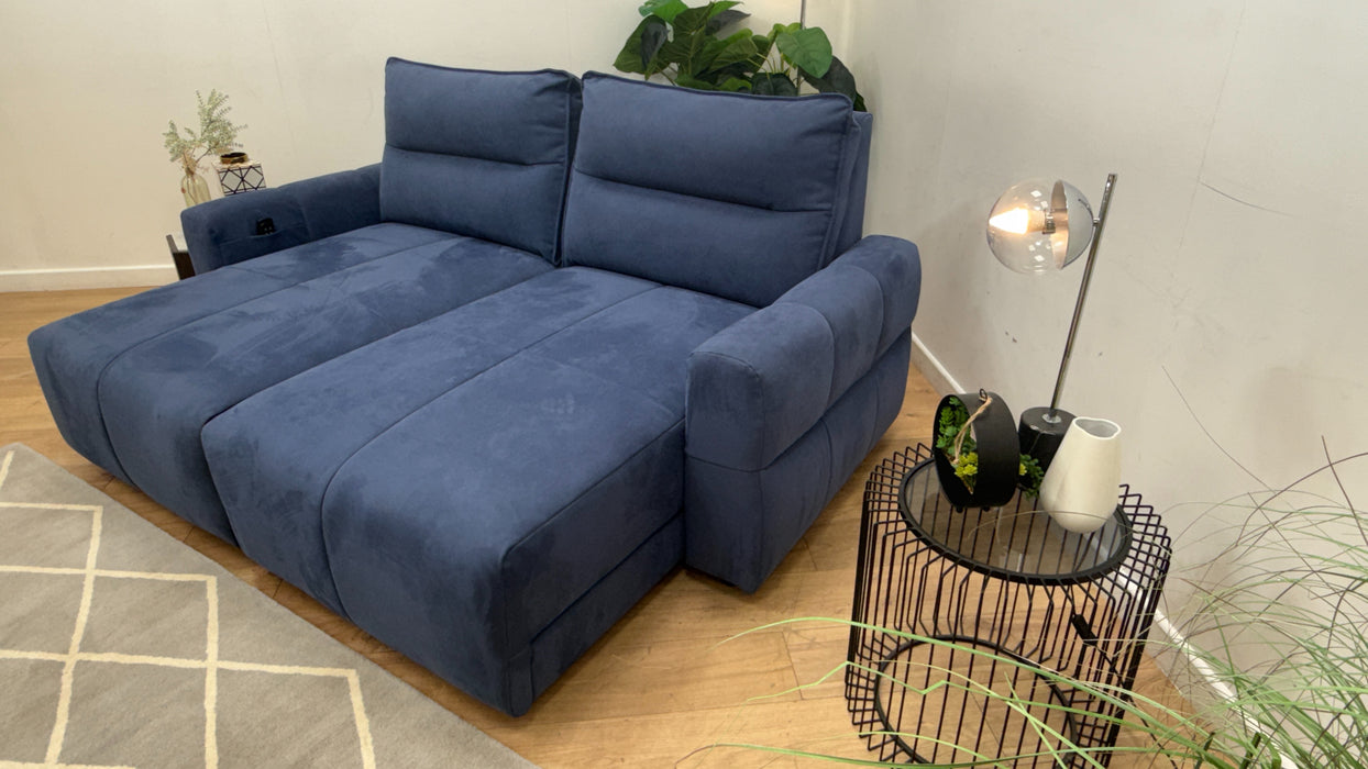 Sofology Sanctuary Fabric 3 Seater Double Power Chaise Power Motion Back in Lifestyle Nubuck Feel Navy