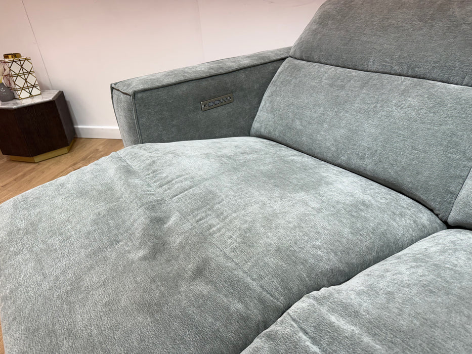 Sofology Horizon Fabric 2.5 Seater Power Recliner/Headrest in Textured Chenille Seafoam